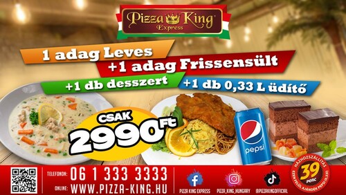 Pizza King 11 - Extra menü - Szuper ajánlat - Online rendelés